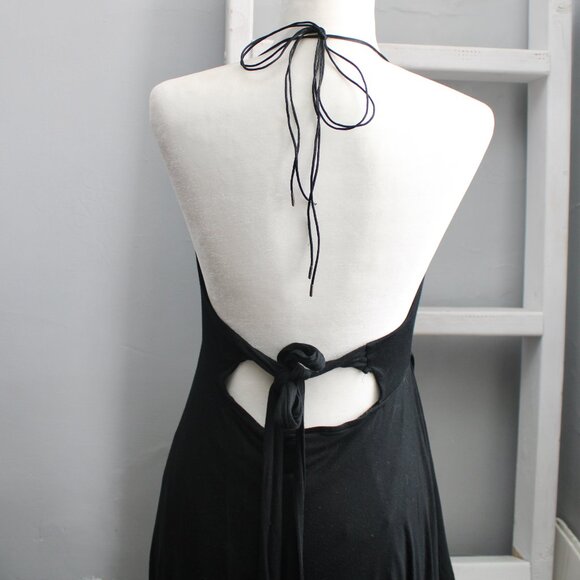 RLX Ralph Lauren VTG Rare Y2K Black Halter Open-Back Midi Dress Size Medium - Picture 6 of 7